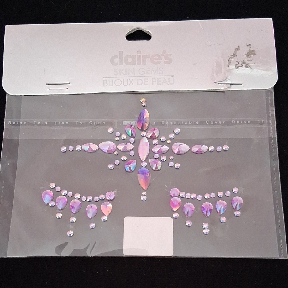 Claire's Iridescent Face Gems in Purple and Pink